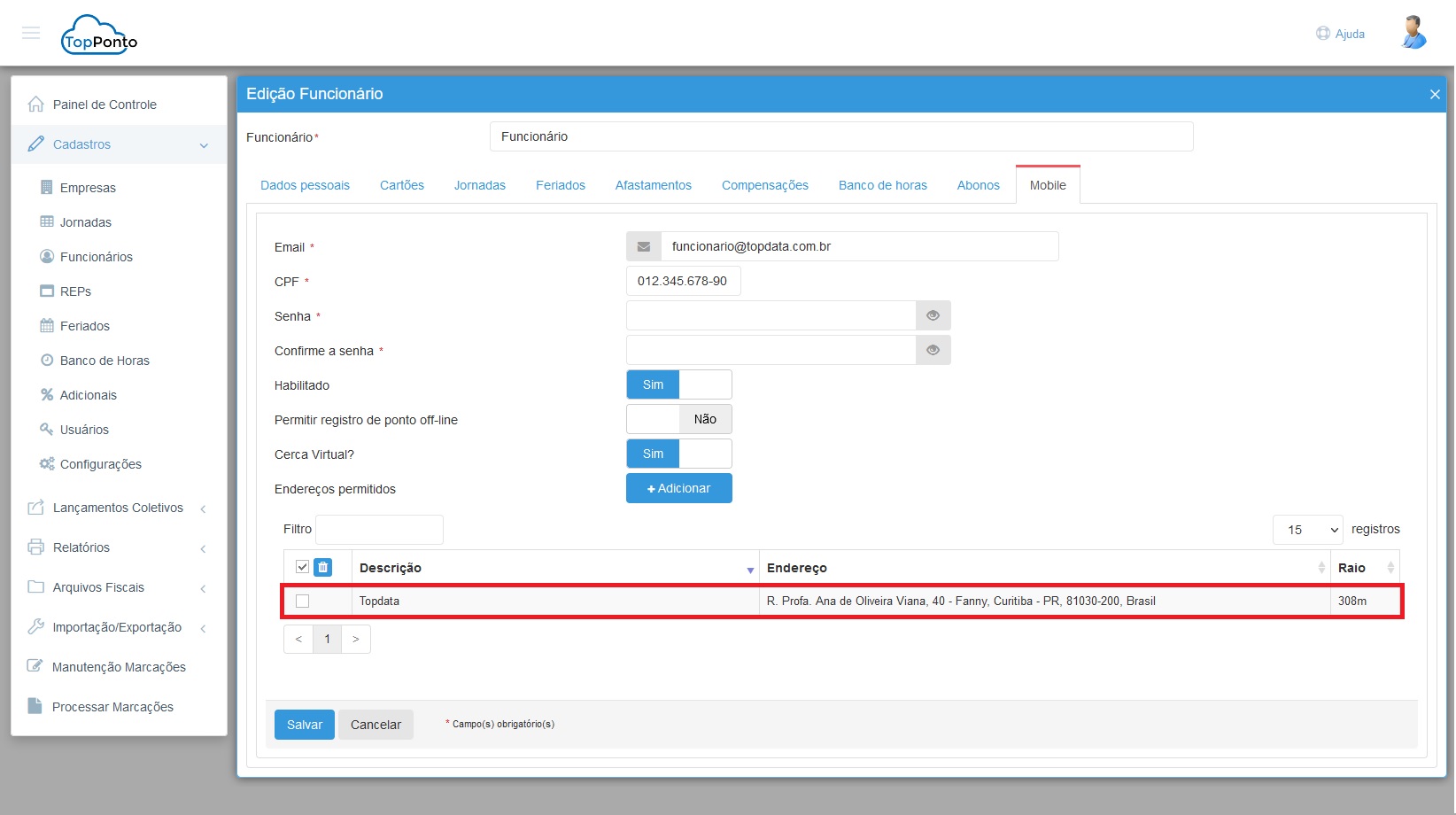 É possível alterar o número de teclado do funcionário pelo TopPonto Web? -  Suporte Topdata®